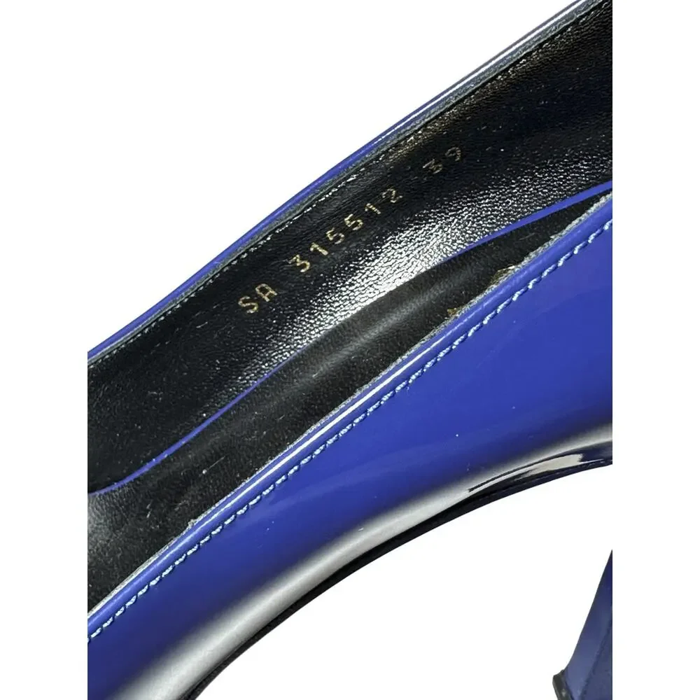 SAINT LAURENT Tribtoo Blue Patent Leather Platform Heels Pumps NEW Authentic 39 - Picture 7 of 9